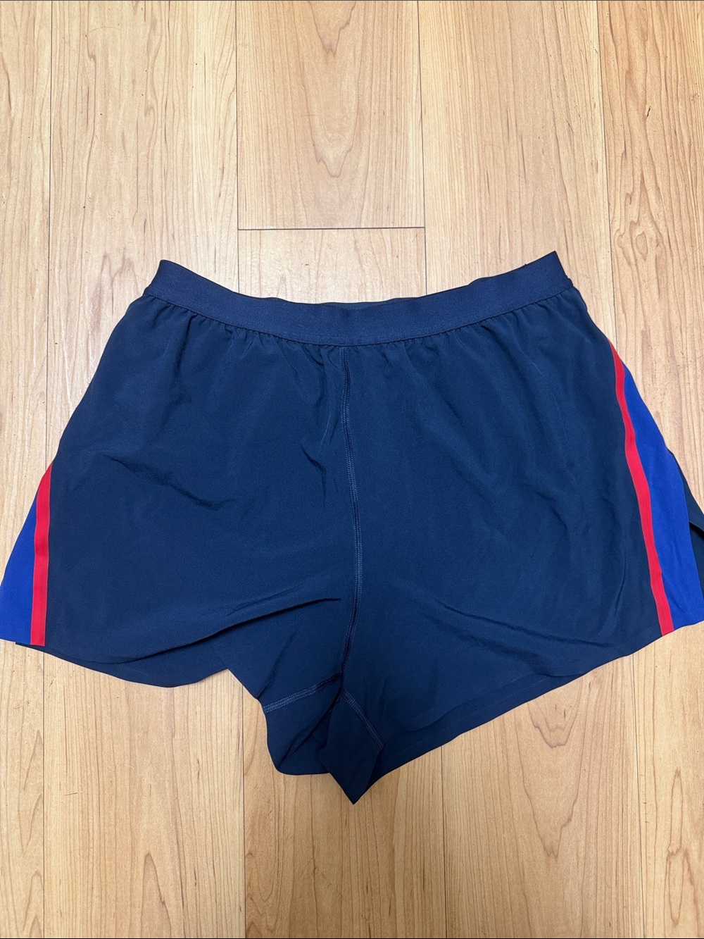 Lululemon Navy Women's Athletic Shorts with Red & Blue Side Stripes